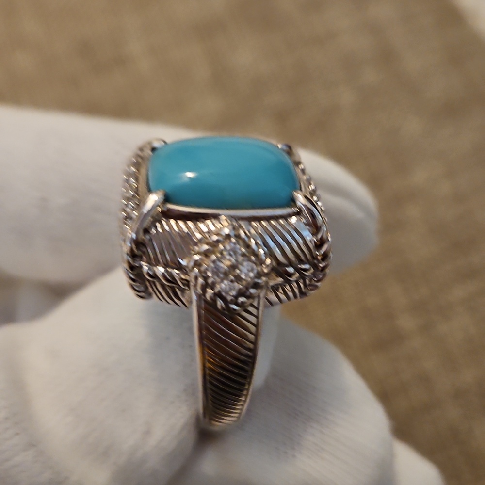 Judith Ripka Sterling Silver And Turquoise Ring 8 - Picture 5 of 6